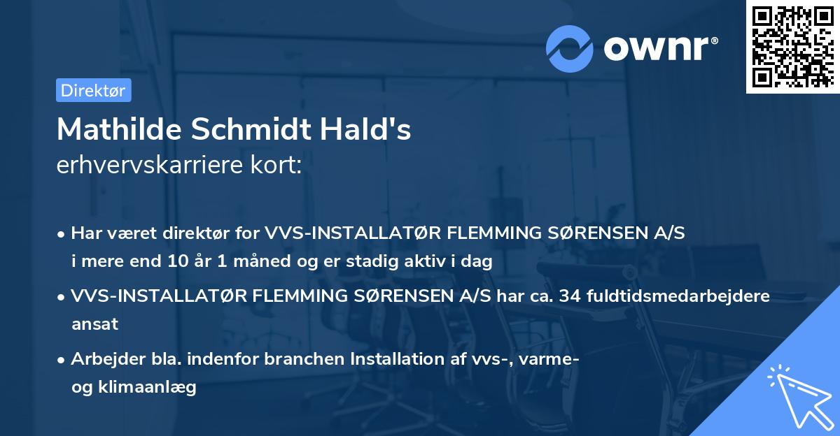 Mathilde Schmidt Hald's erhvervskarriere kort