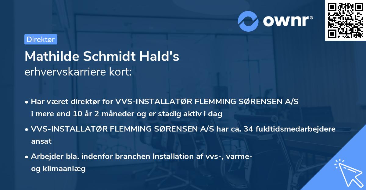 Mathilde Schmidt Hald's erhvervskarriere kort