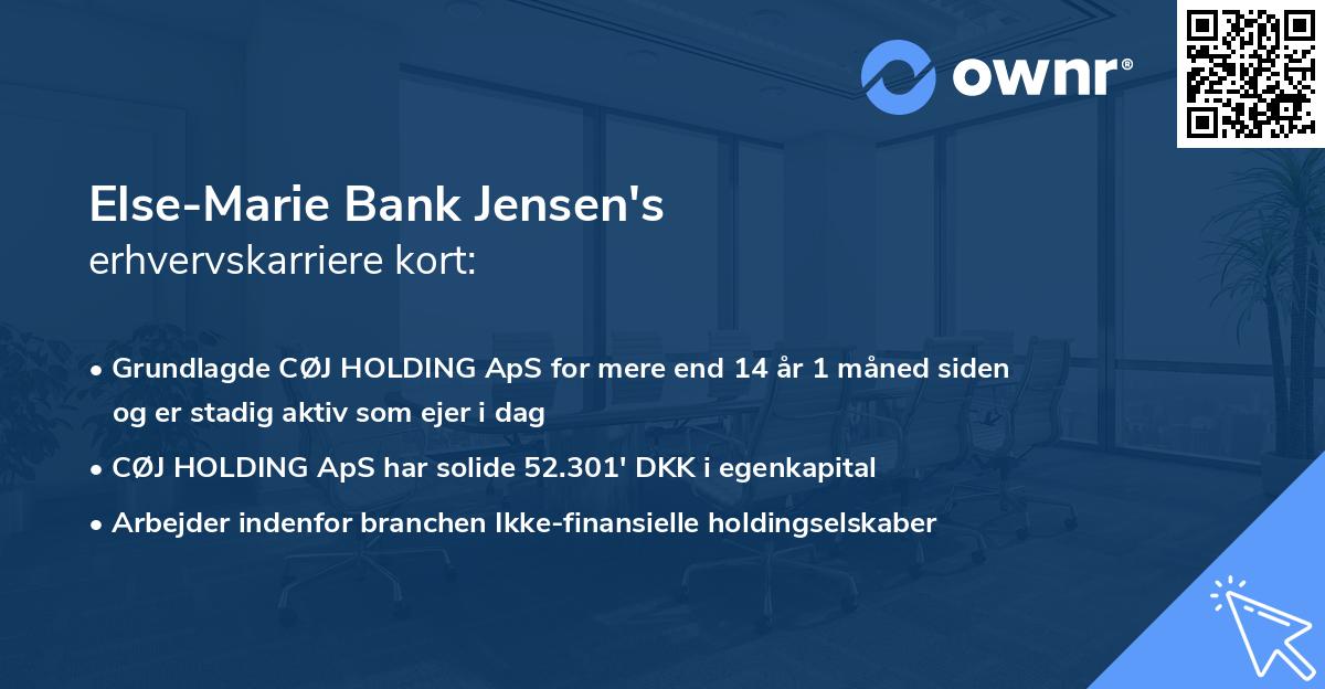 Else-Marie Bank Jensen's erhvervskarriere kort