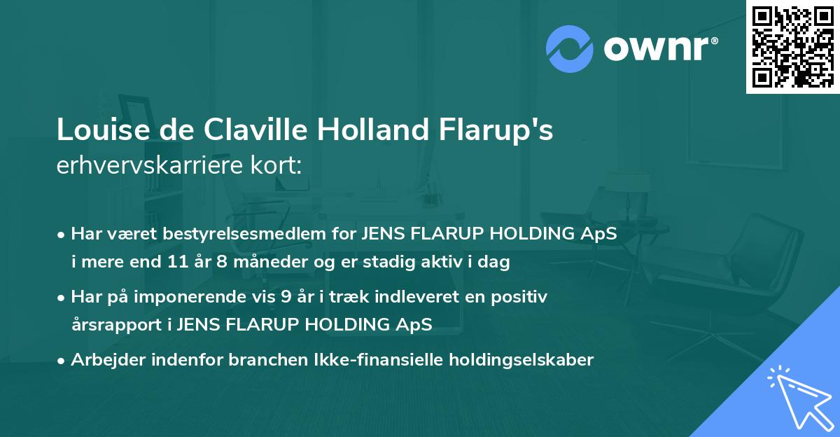 Louise de Claville Holland Flarup's erhvervskarriere kort