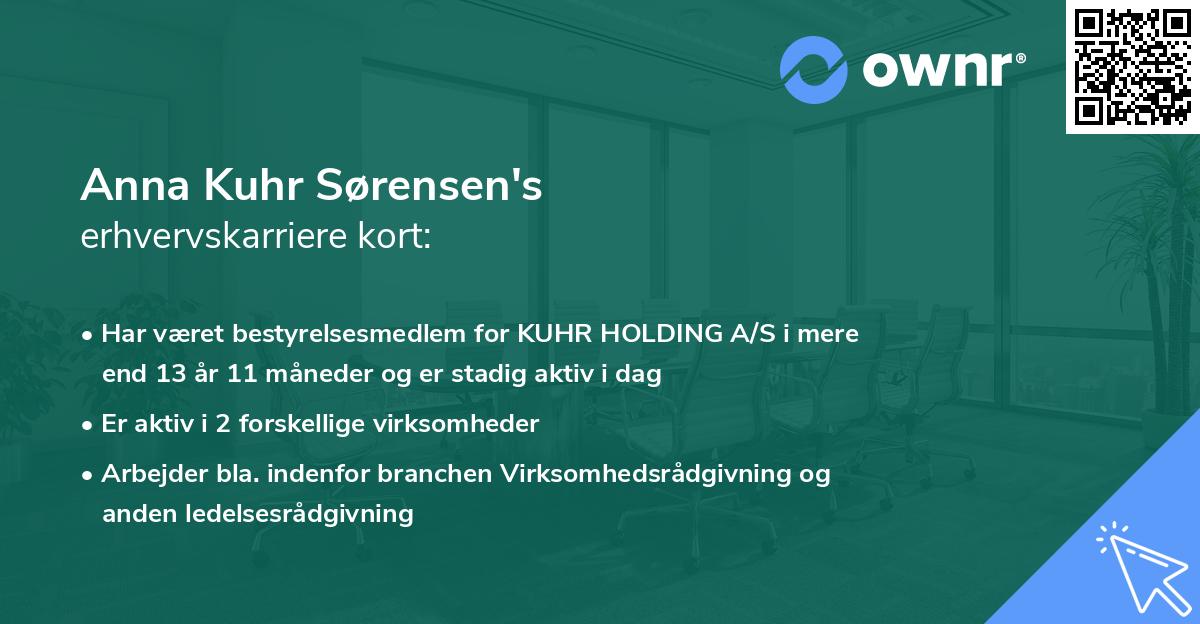 Anna Kuhr Sørensen's erhvervskarriere kort