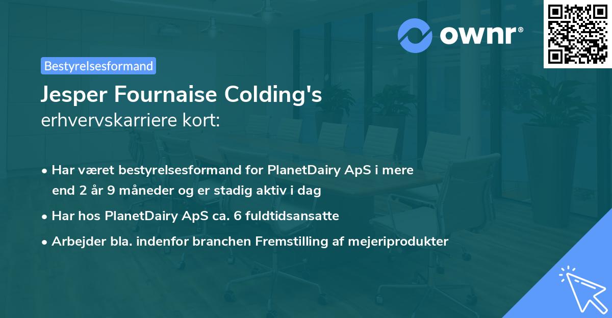 Jesper Fournaise Colding's erhvervskarriere kort