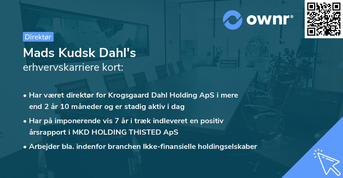 Mads Kudsk Dahl's erhvervskarriere kort