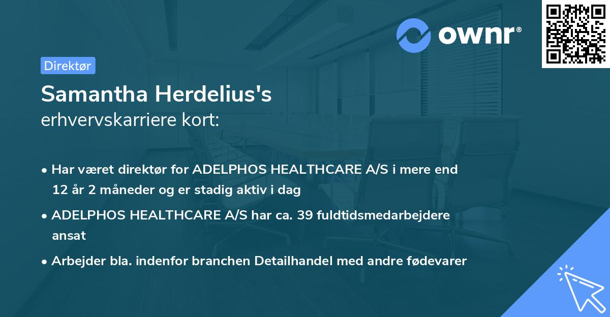 Samantha Herdelius's erhvervskarriere kort