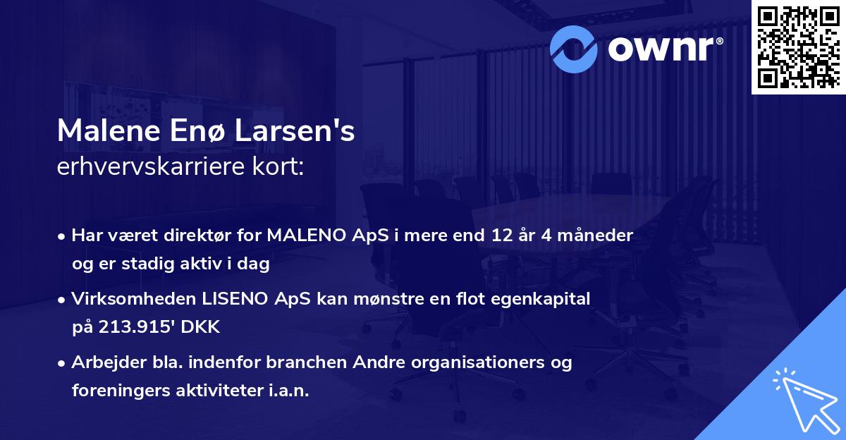 Malene Enø Larsen's erhvervskarriere kort
