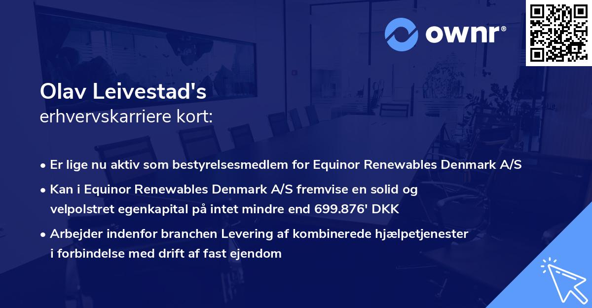 Olav Leivestad's erhvervskarriere kort