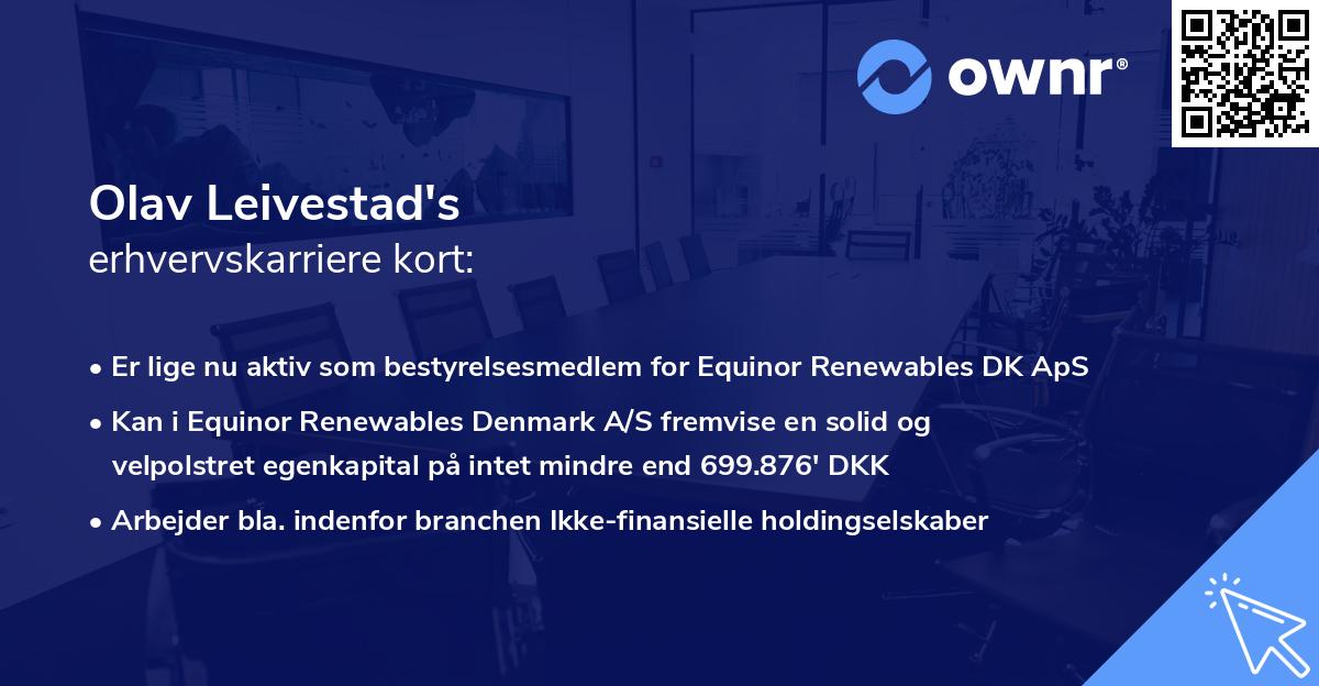 Olav Leivestad's erhvervskarriere kort