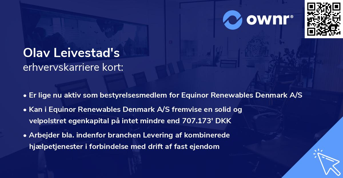 Olav Leivestad's erhvervskarriere kort