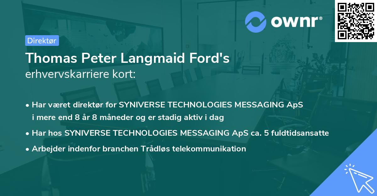 Thomas Peter Langmaid Ford's erhvervskarriere kort