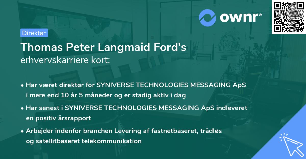 Thomas Peter Langmaid Ford's erhvervskarriere kort