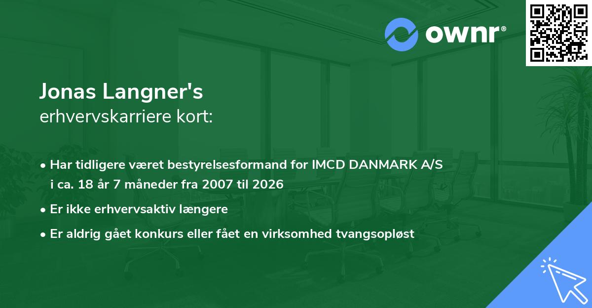 Jonas Langner's erhvervskarriere kort