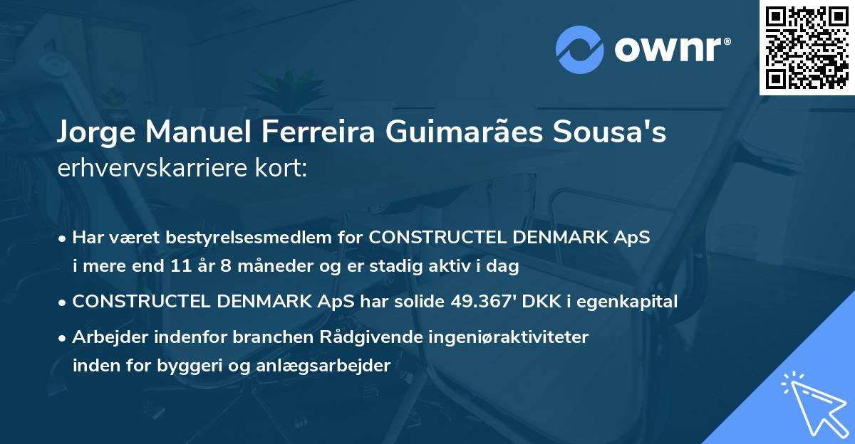 Jorge Manuel Ferreira Guimarães Sousa's erhvervskarriere kort