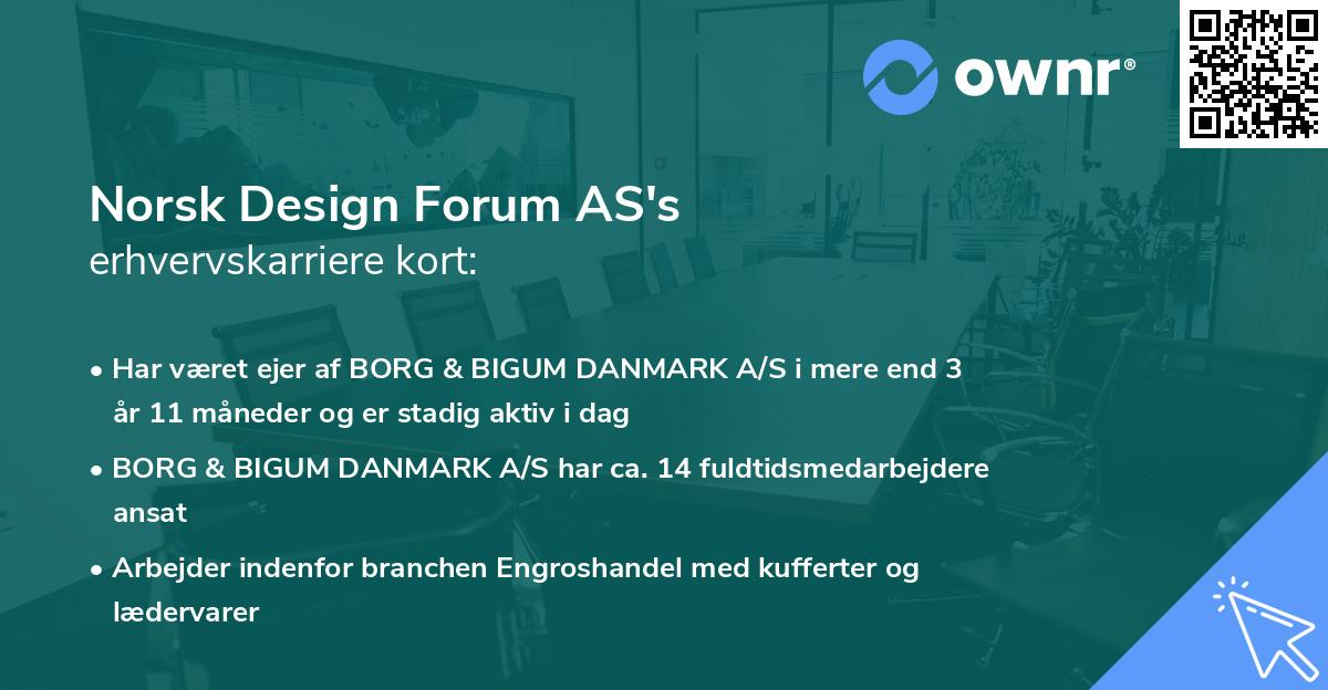 Norsk Design Forum AS's erhvervskarriere kort