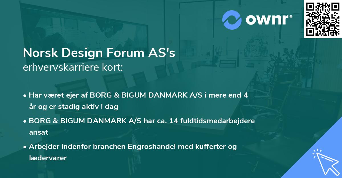 Norsk Design Forum AS's erhvervskarriere kort