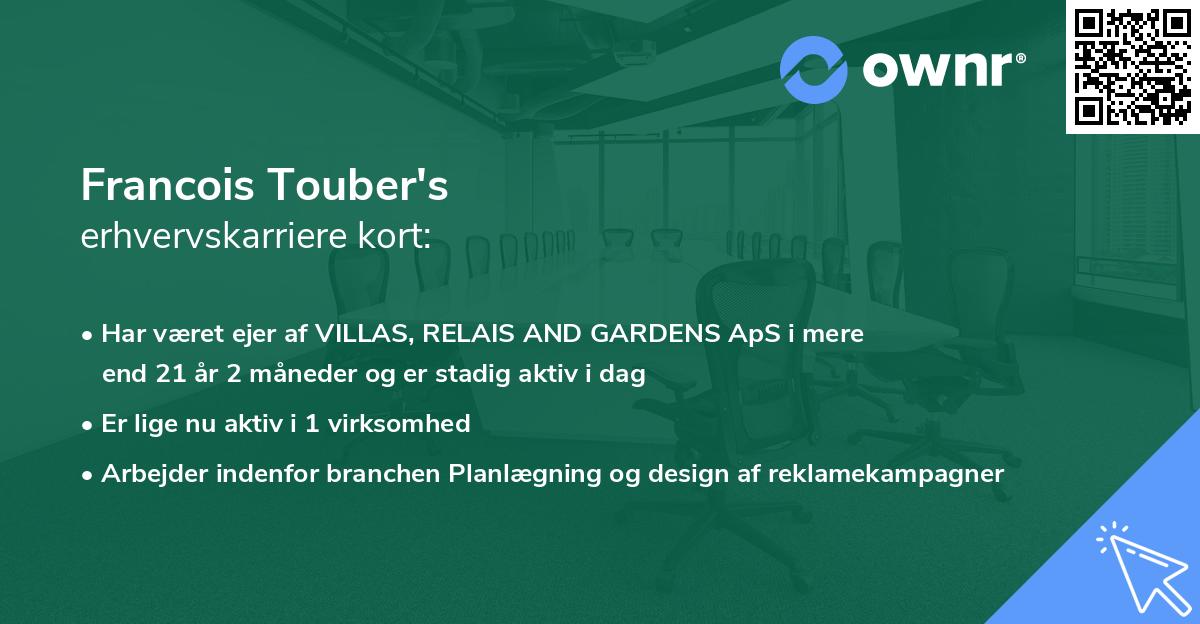 Francois Touber's erhvervskarriere kort