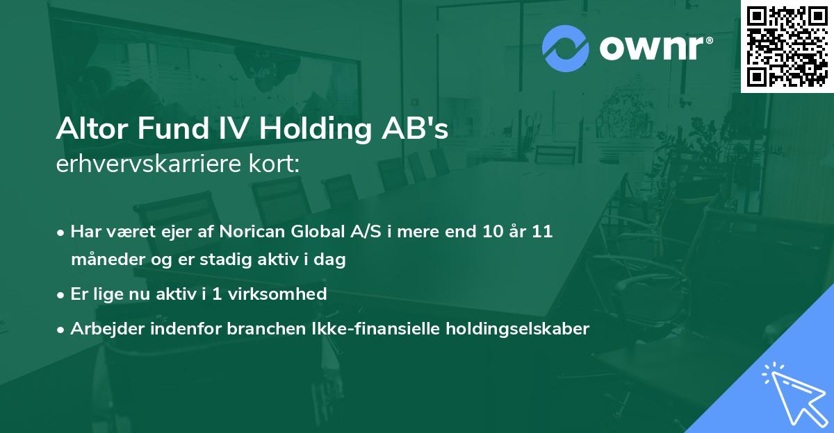 Altor Fund IV Holding AB's erhvervskarriere kort