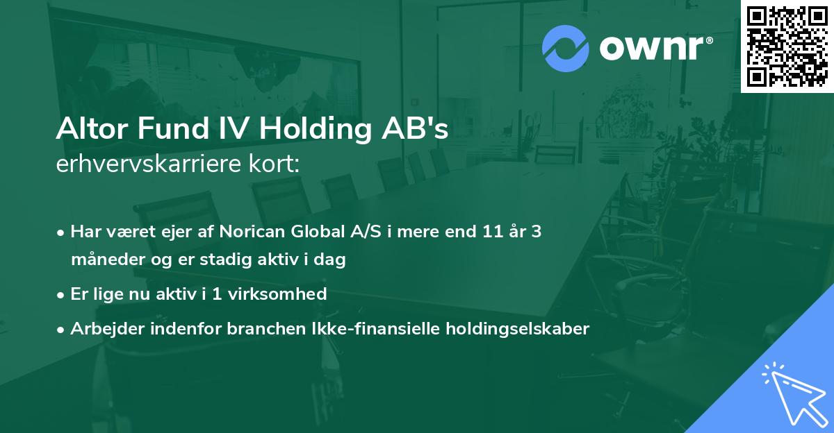 Altor Fund IV Holding AB's erhvervskarriere kort