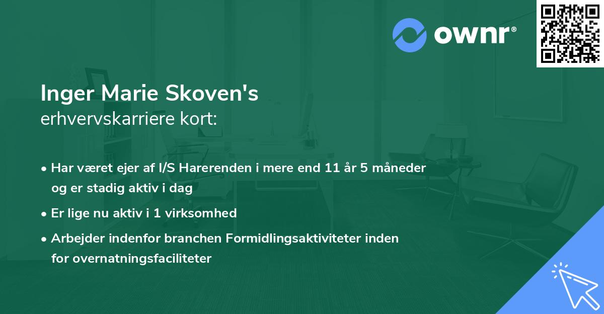 Inger Marie Skoven's erhvervskarriere kort