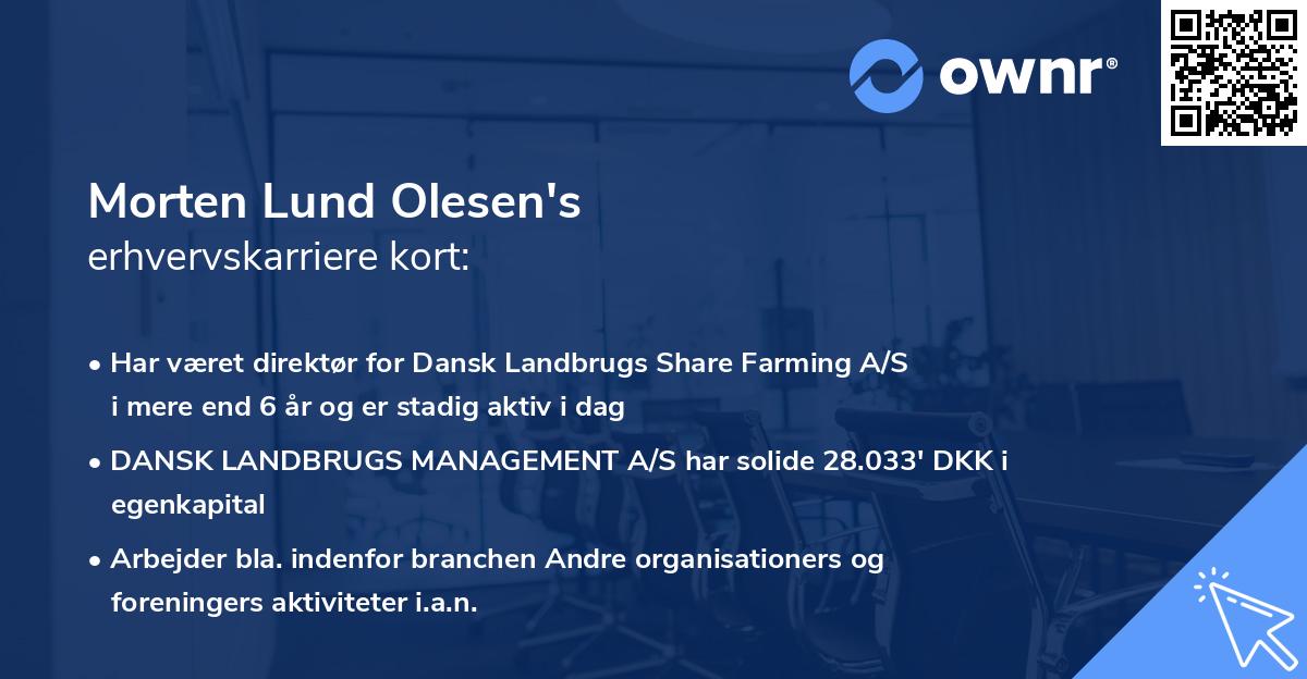 Morten Lund Olesen's erhvervskarriere kort