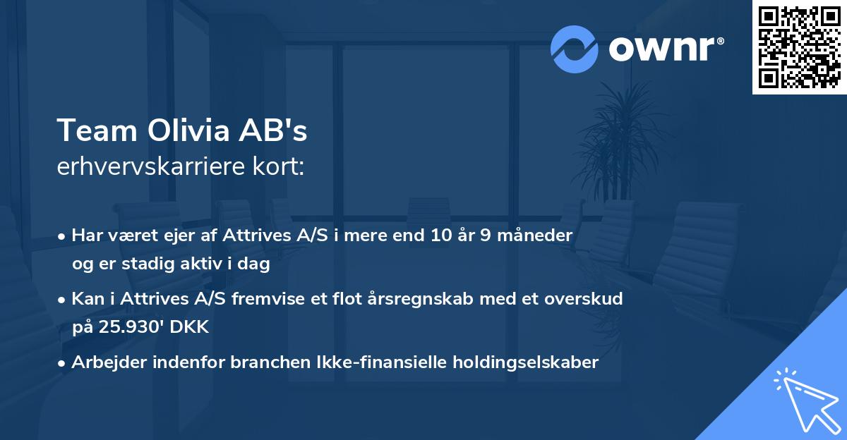 Team Olivia AB's erhvervskarriere kort