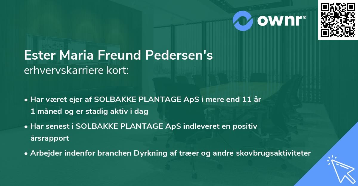 Ester Maria Freund Pedersen's erhvervskarriere kort