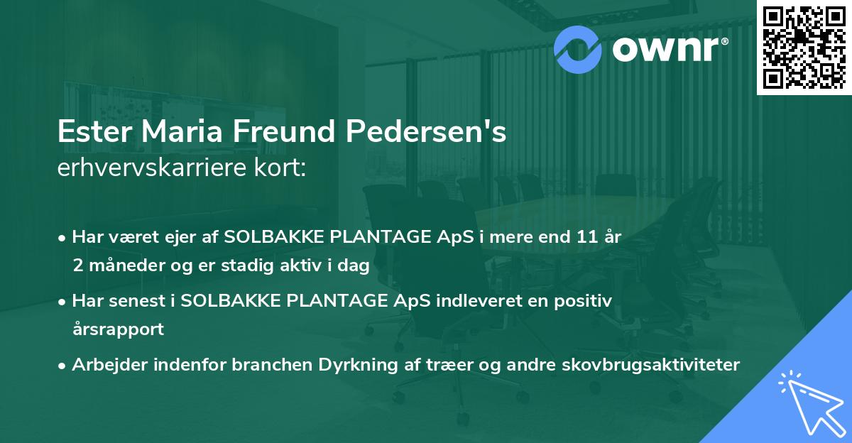 Ester Maria Freund Pedersen's erhvervskarriere kort