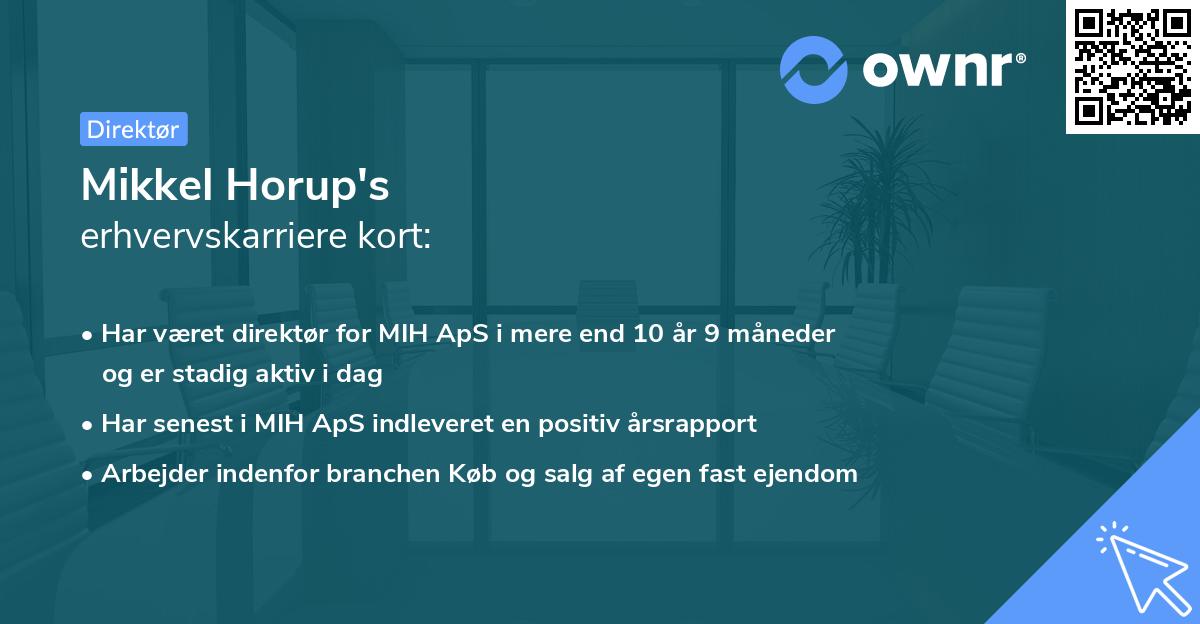 Mikkel Horup's erhvervskarriere kort
