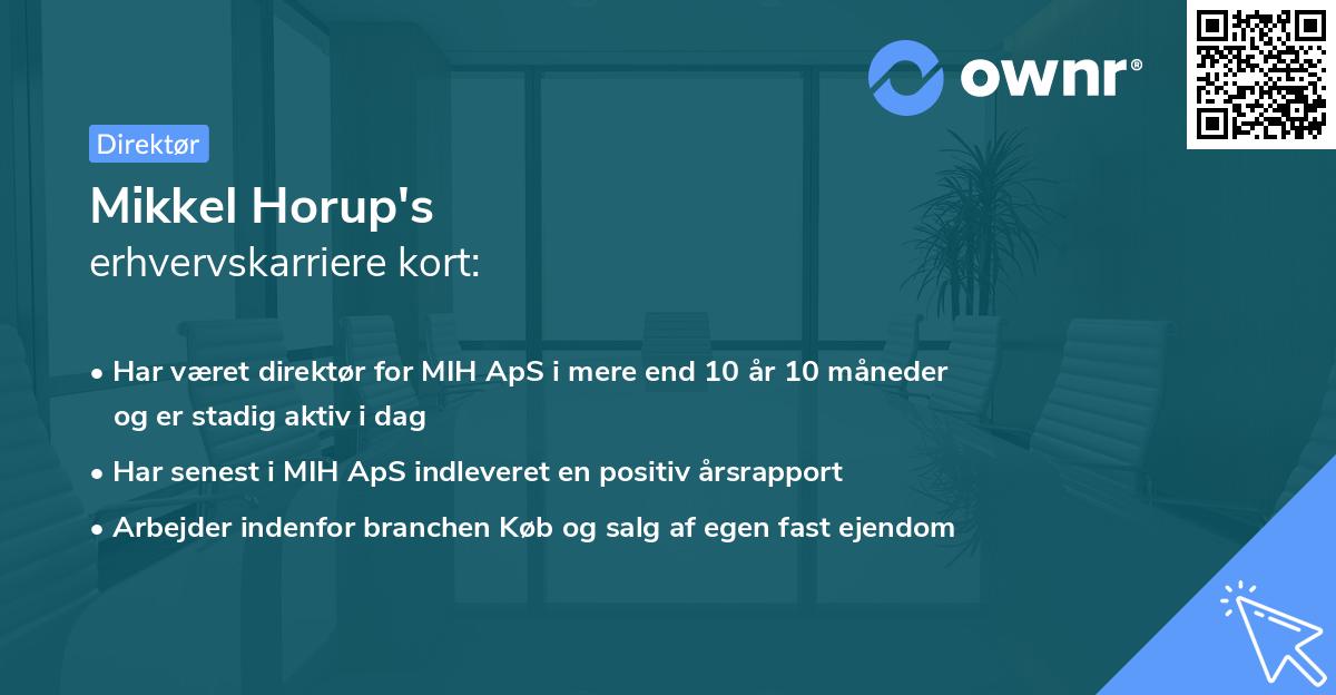 Mikkel Horup's erhvervskarriere kort