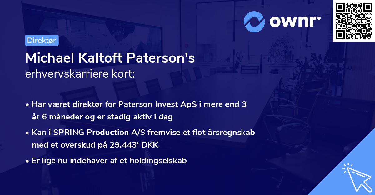 Michael Kaltoft Paterson's erhvervskarriere kort