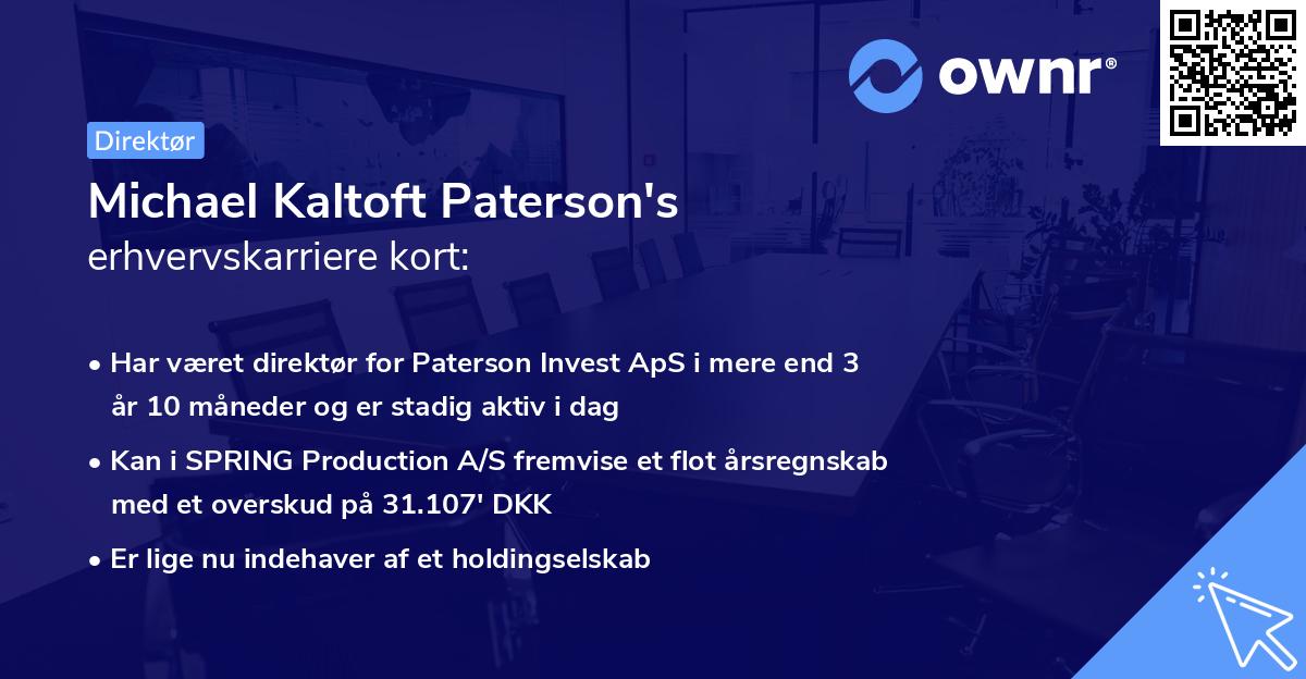 Michael Kaltoft Paterson's erhvervskarriere kort