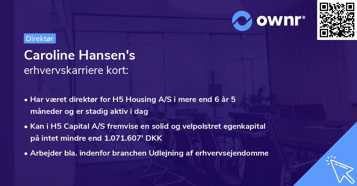 Caroline Hansen's erhvervskarriere kort
