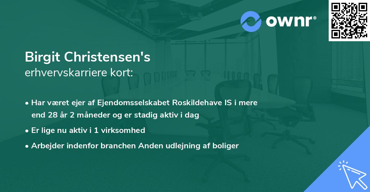 Birgit Christensen's erhvervskarriere kort