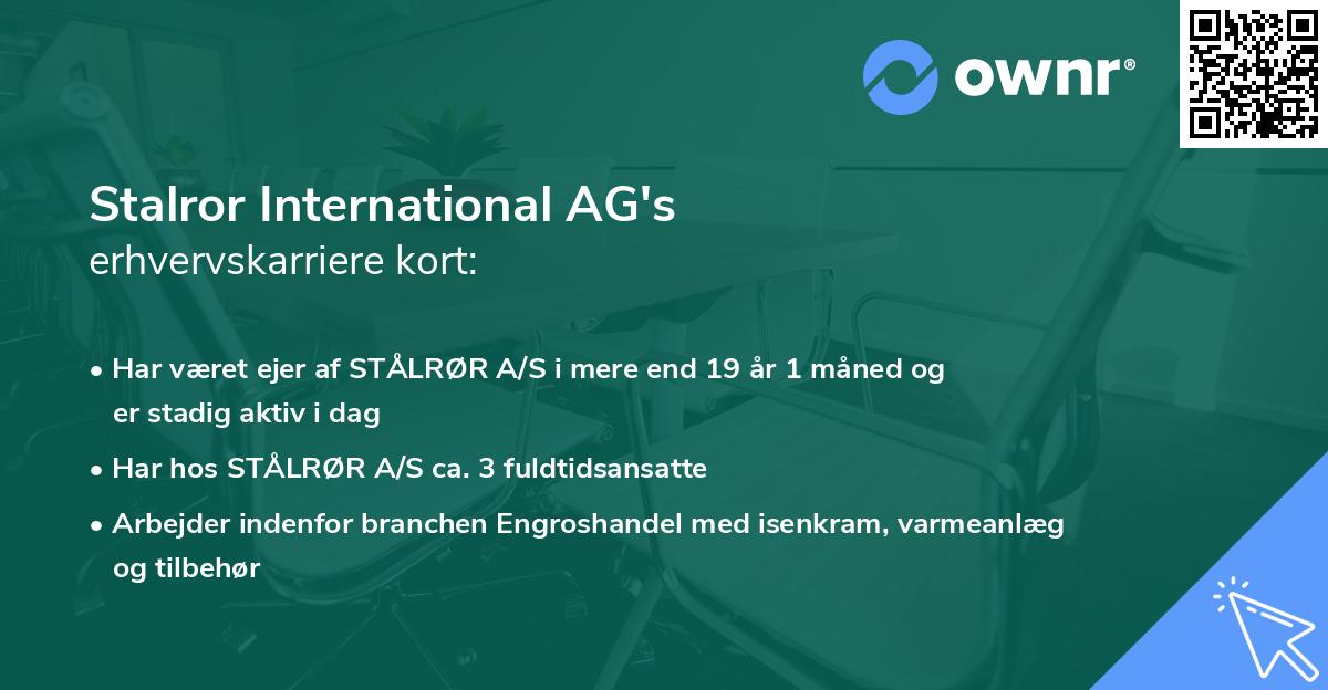 Stalror International AG's erhvervskarriere kort