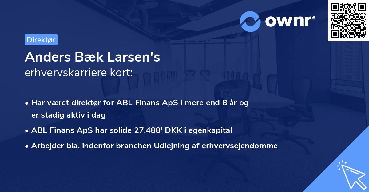 Anders Bæk Larsen's erhvervskarriere kort