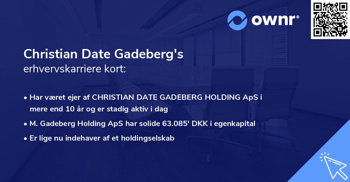 Christian Date Gadeberg's erhvervskarriere kort