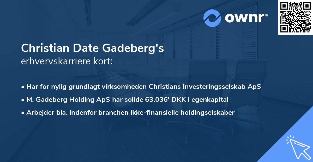 Christian Date Gadeberg's erhvervskarriere kort