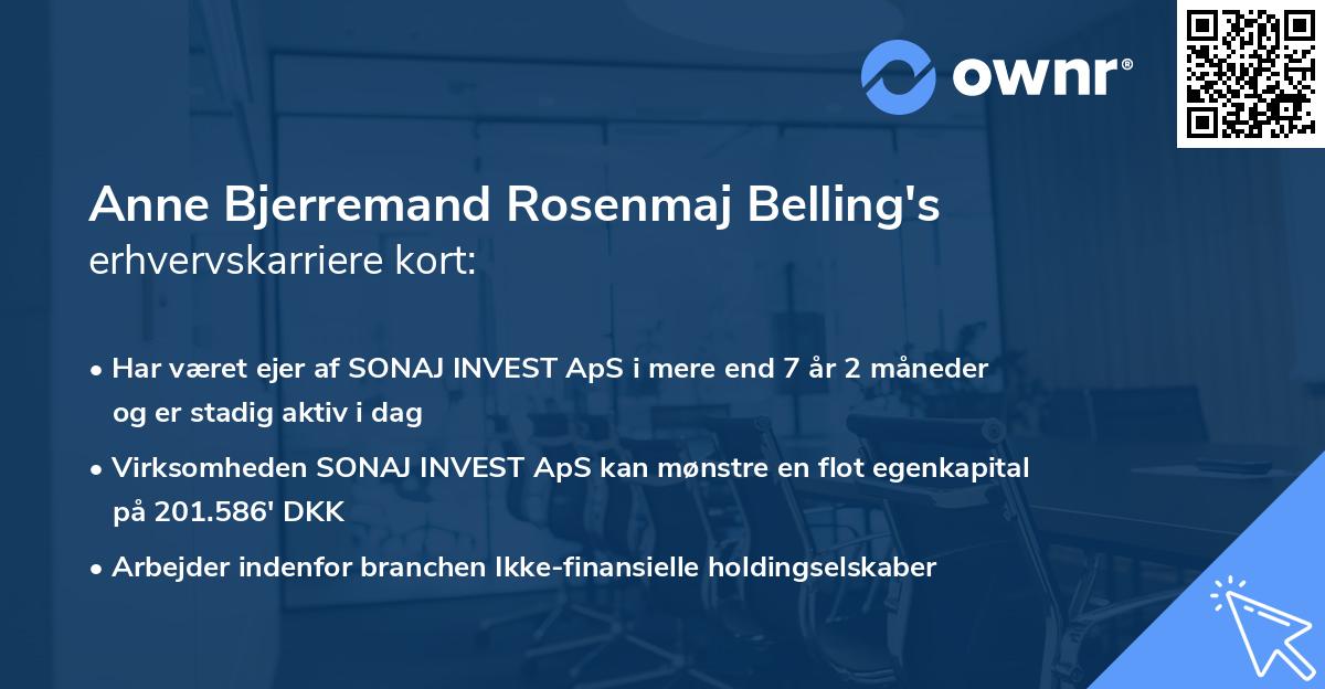 Anne Bjerremand Rosenmaj Belling's erhvervskarriere kort