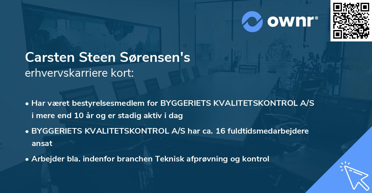 Carsten Steen Sørensen's erhvervskarriere kort