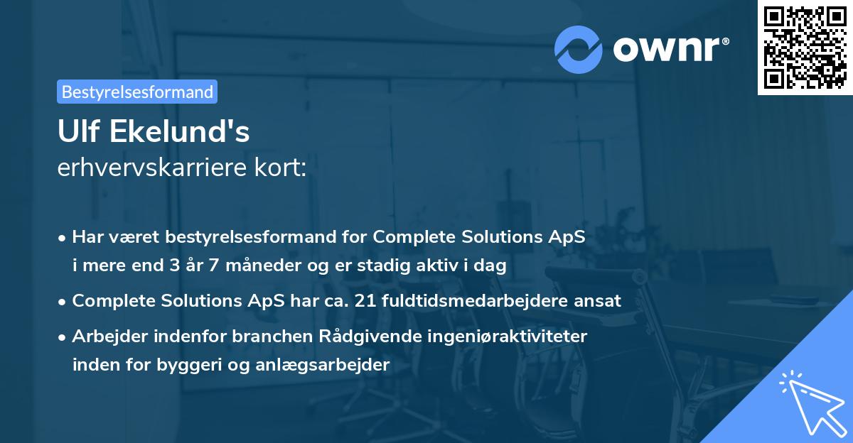 Ulf Ekelund's erhvervskarriere kort