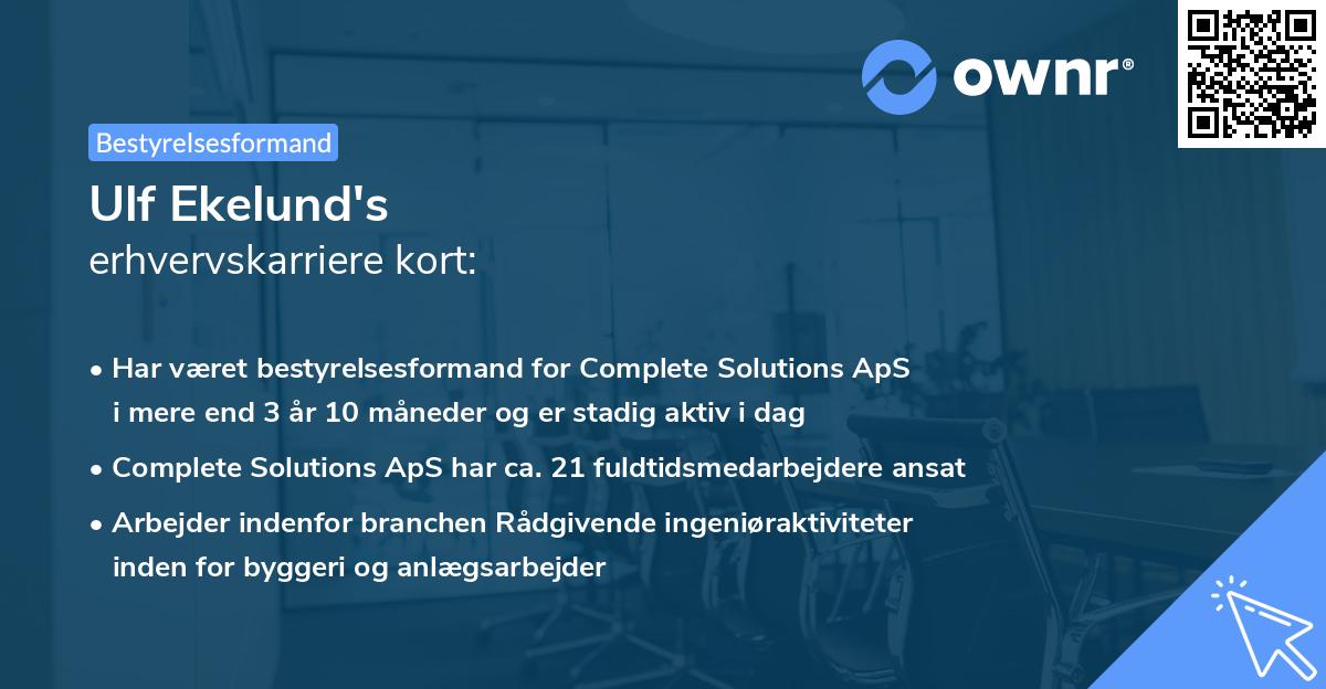 Ulf Ekelund's erhvervskarriere kort