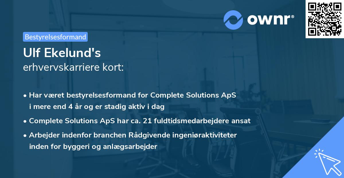 Ulf Ekelund's erhvervskarriere kort