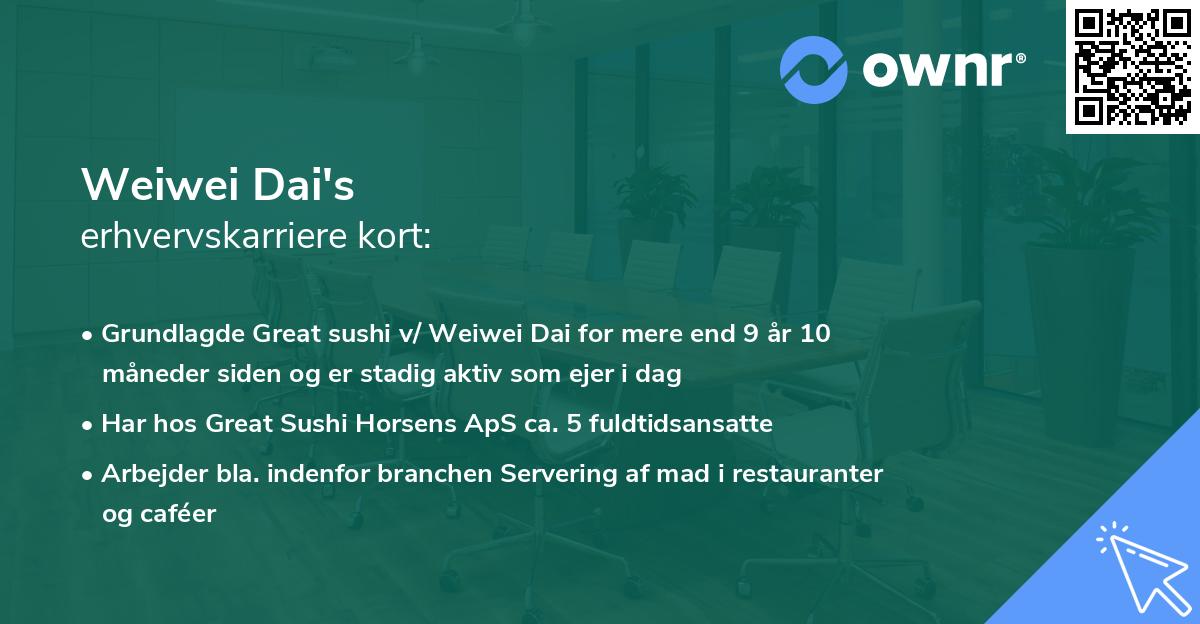 Weiwei Dai's erhvervskarriere kort