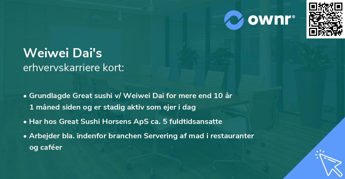 Weiwei Dai's erhvervskarriere kort