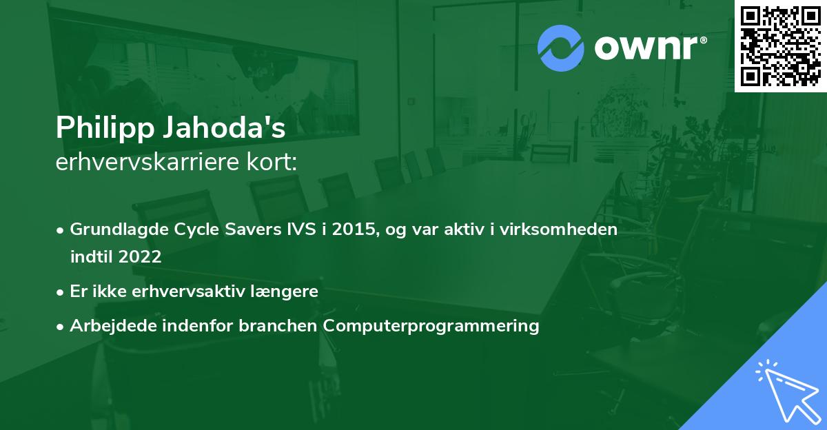 Philipp Jahoda's erhvervskarriere kort