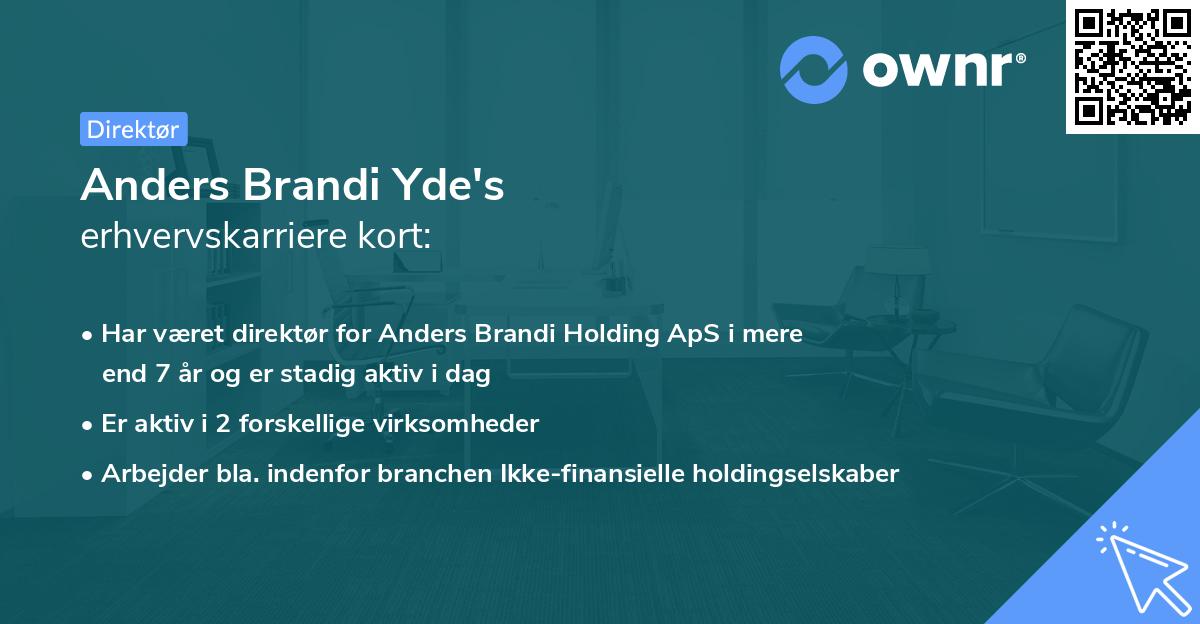 Anders Brandi Yde's erhvervskarriere kort