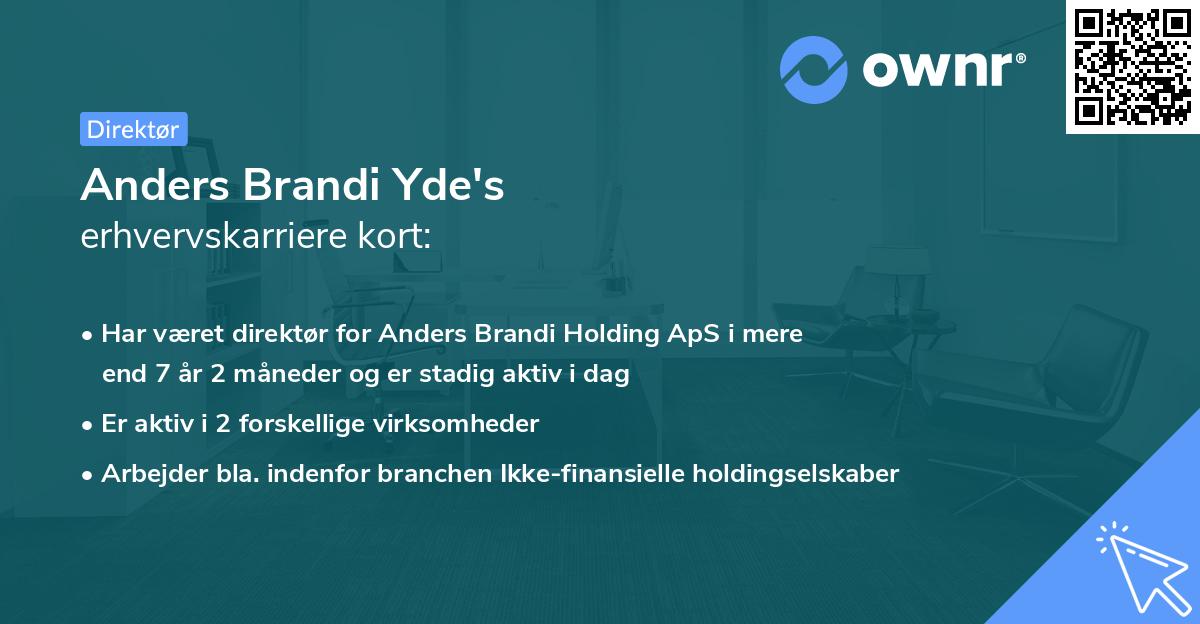Anders Brandi Yde's erhvervskarriere kort
