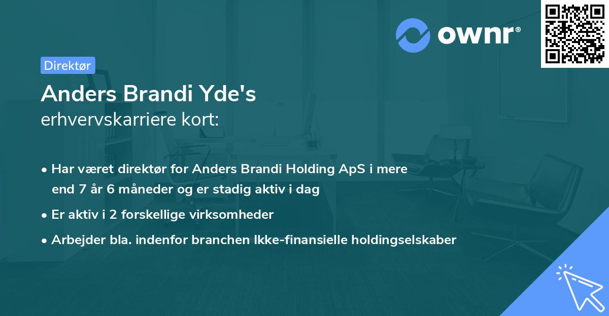 Anders Brandi Yde's erhvervskarriere kort