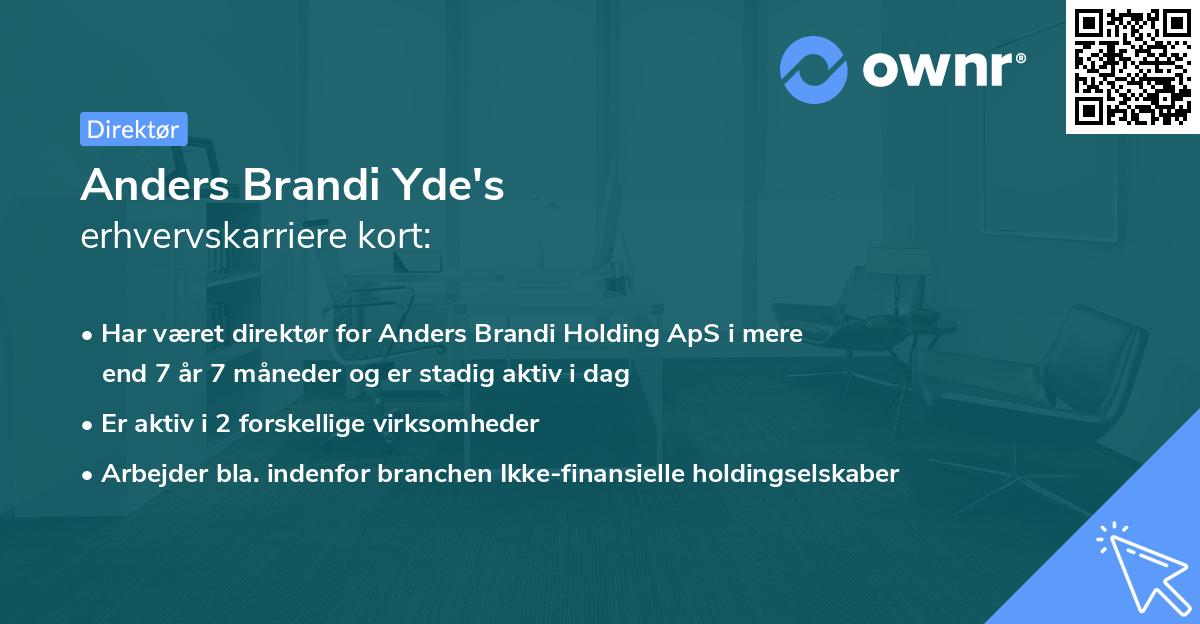 Anders Brandi Yde's erhvervskarriere kort