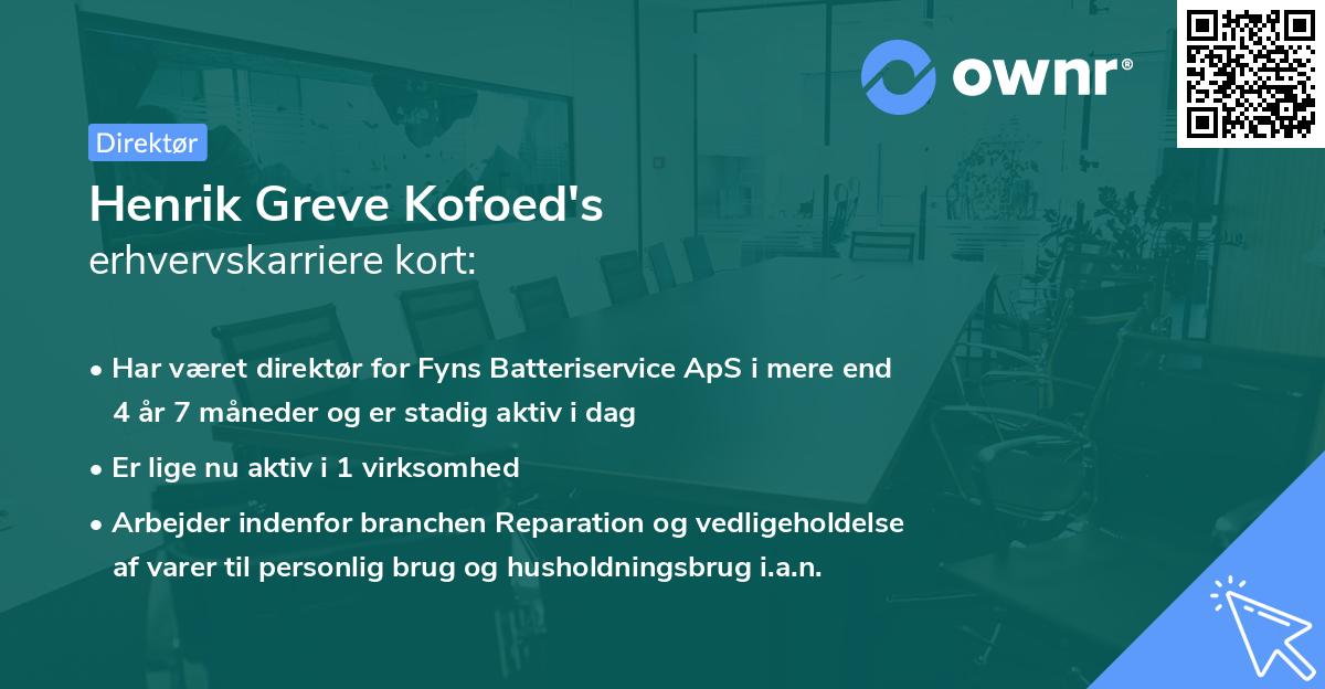 Henrik Greve Kofoed's erhvervskarriere kort