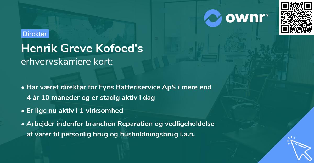 Henrik Greve Kofoed's erhvervskarriere kort